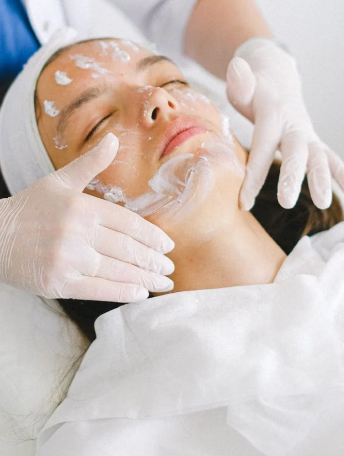 cream on woman's face